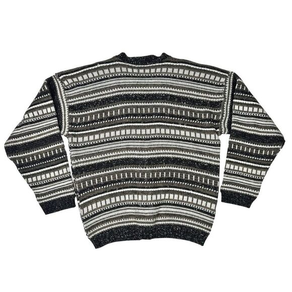 Vintage New Era Sweater Size Large Grey Patterned Cardigan Button Up Grandpa 90s - Picture 4 of 4